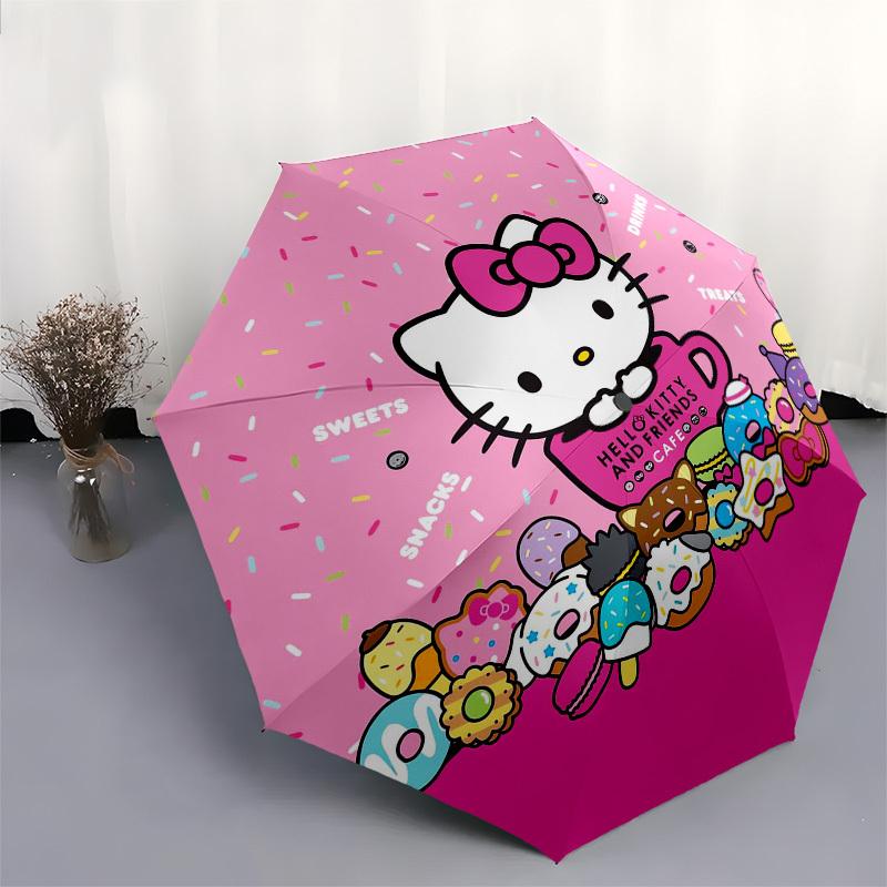 1pc Hello Kitty and Friends Cafe Umbrella with Plastic Handle,Suitable for All Seasons Home Travel Outdoor UmbrellaSanlio487