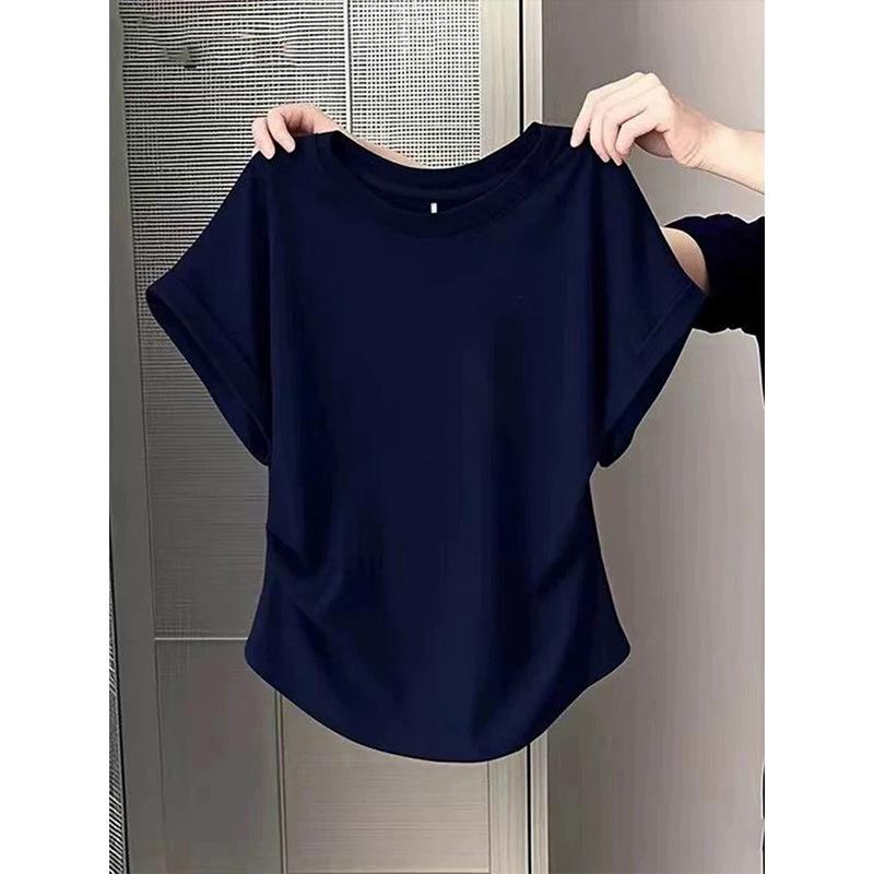 Lotus Root Pink Slimming Cotton T-Shirt for Women, 2026 Style with Cap Sleeves and Cinched Waist.