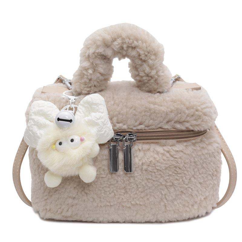 Fashion lamb plush square women's bucket bag new casual literary commuter women's shoulder crossbody bag