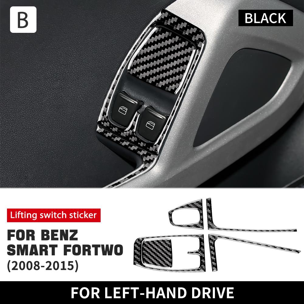Real Soft Carbon Fiber for Mercedes Benz Smart 451 Fortwo 2008 2009-2014 2015 Car Door Window Lift Switch Button Panel Sticker