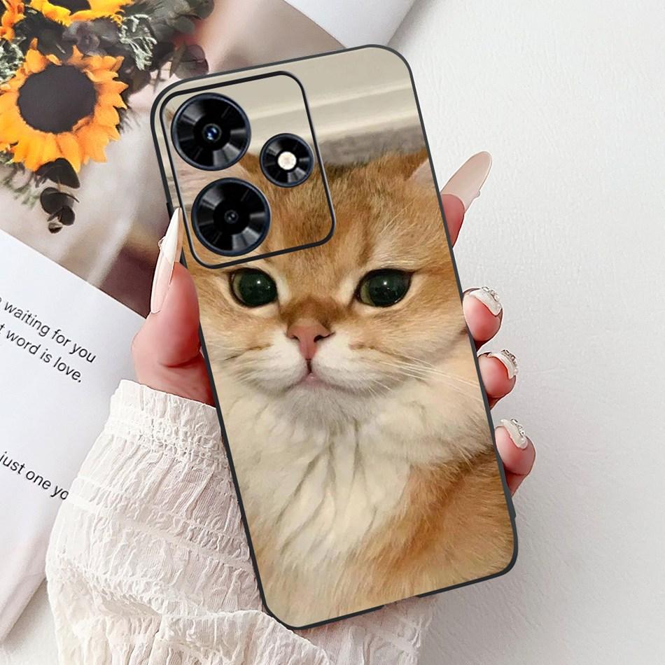 For Infinix Hot 30 Play 30i Hot30 4G Elegant Floral Cat Phone Case For Infinix Hot 30 30Play Hot30i Black Silicone Soft Cases