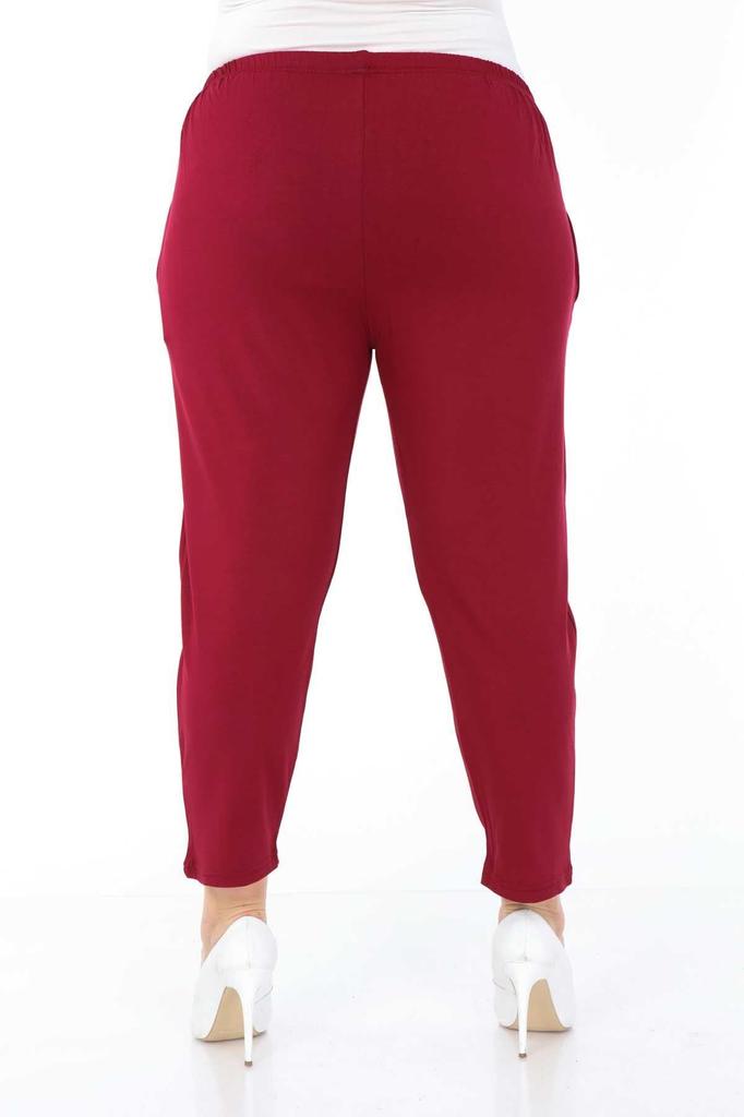 Women's Style Plus Size Pants Burgundy Stretch Trousers