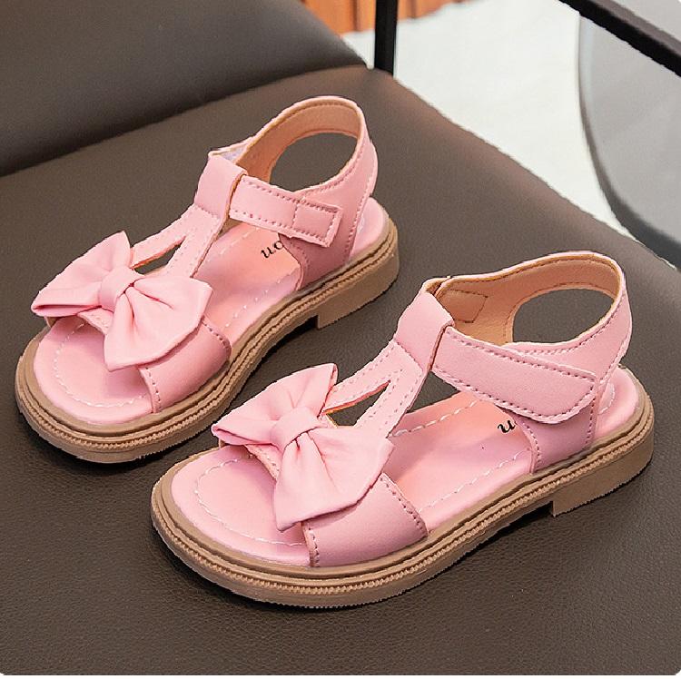 Summer Bow Little Girl Fashionable Versatile Sandals for Baby Girls Korean Version Casual Soft Soled Beach Shoes