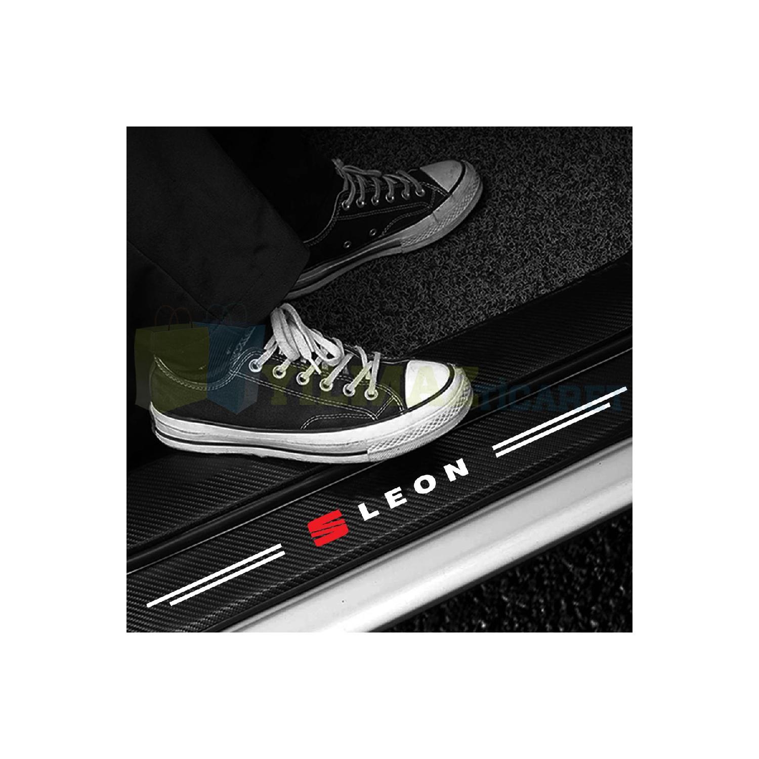 

Seat Leon Logo Emblem Carbon Door Sill Protection Car Sticker Auto Sticker Pasting 4 Pieces чорний