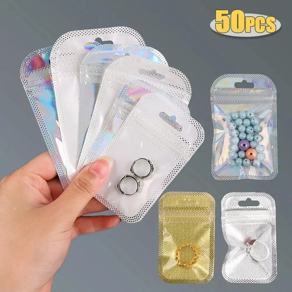 50Pcs Earrings Rings Display Self Sealing Bags Pouch Thicken Plastic Organizer Bag Resealable Transparent