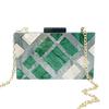 Fashion Acrylic Clutch Purse Multicolor Plaid Patchwork Evening Bag Luxury Chain Shoulder Crossbody Bags Novelty Wallet Handbags