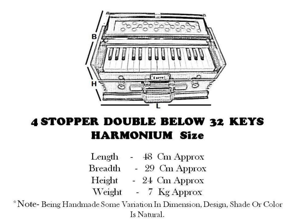 Musical Instrument High-Class Sound 4 Stopper Double Bellow 32-Key Harmonium – Professional Indian Percussion & Reed Instrument