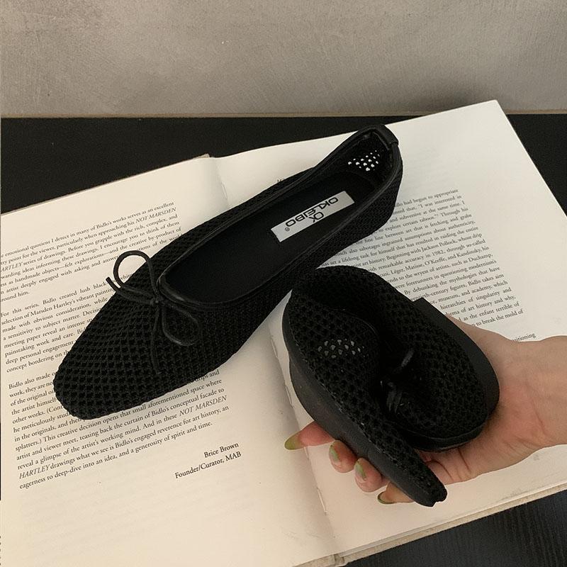 Fashion Luxury Footwear Mesh Ladies Flats Slip On Shoes Female Shallow Fashion Butterfly-Knot Women Ballet Flats Dance Shoes New 2025