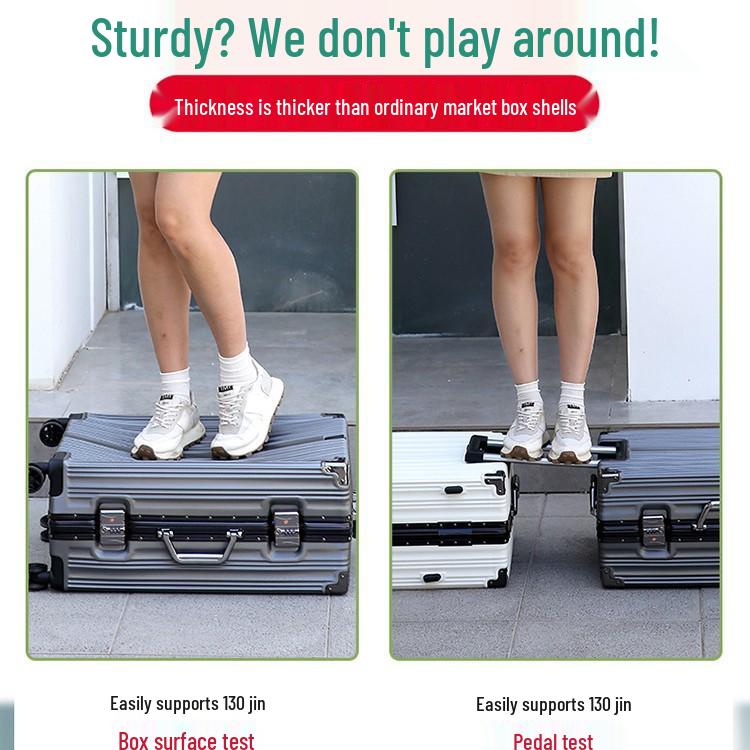 20-Zoll Sturzsicherer Handgepäckkoffer: Damen Trolley mit großem Fassungsvermögen, Universalrädern & Zahlenschloss, gestreifter Aluminiumrahmen