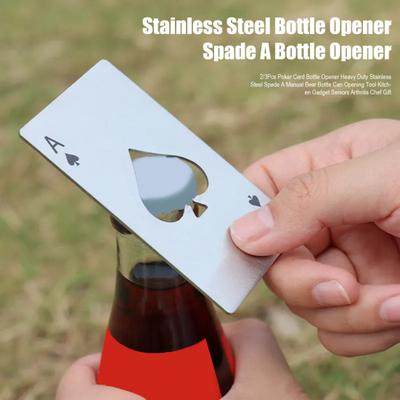 2/3 Pezzi Apribottiglia Carta da Poker Acciaio Inossidabile Pesante Picche A Strumento Manuale per Aprire Lattine di Birra Gadget da Cucina Regalo per Anziani Artrite Chef