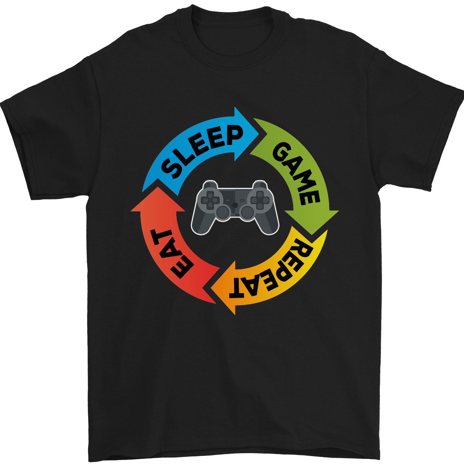 Gaming Eat Sleep Game Repeat Gamer Mens T-Shirt 100% Cotton S