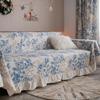 Printing Flower Pattern Sofa Cover, Towel for Living Room, Dustproof, Cotton, Ruffles Slipcover, Sofa Protector