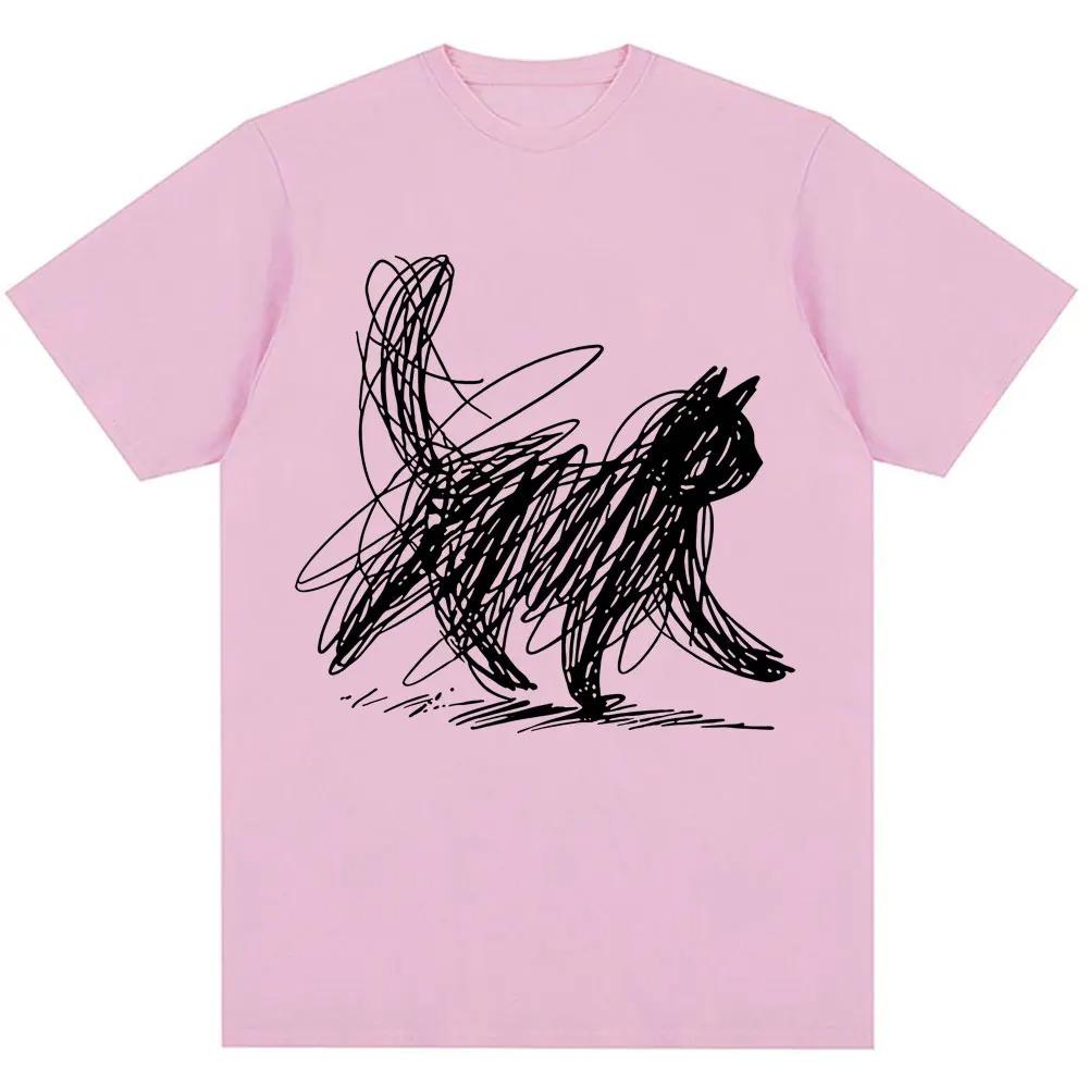 Funny Graffiti Cat Japanese Style Graphic TShirt Unisex Harajuku Trendy Oversized 100 Cotton Casual Short Sleeve Streetwear