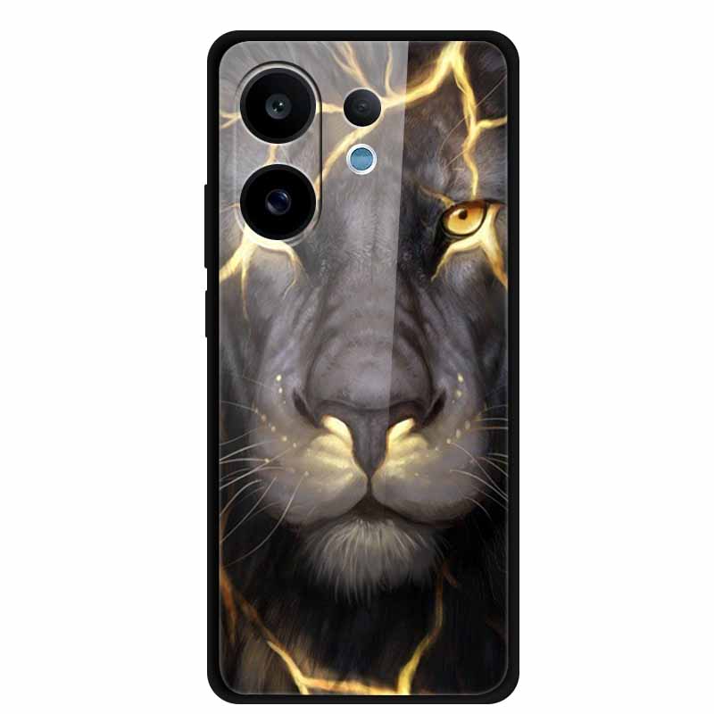 For Vivo V60 5G Glass Case Fashion Cool Animal Tempered Glass Back Cover Case For Vivo V 60 2025 Phone Cases 6.77" Fundas Coques