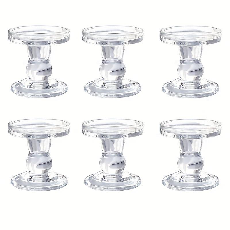 6pc French Roman Pillar Glass Candle Holders Elegant Tabletop Decor for Home Kitchen Dining Living Room Candle Holder Decoration