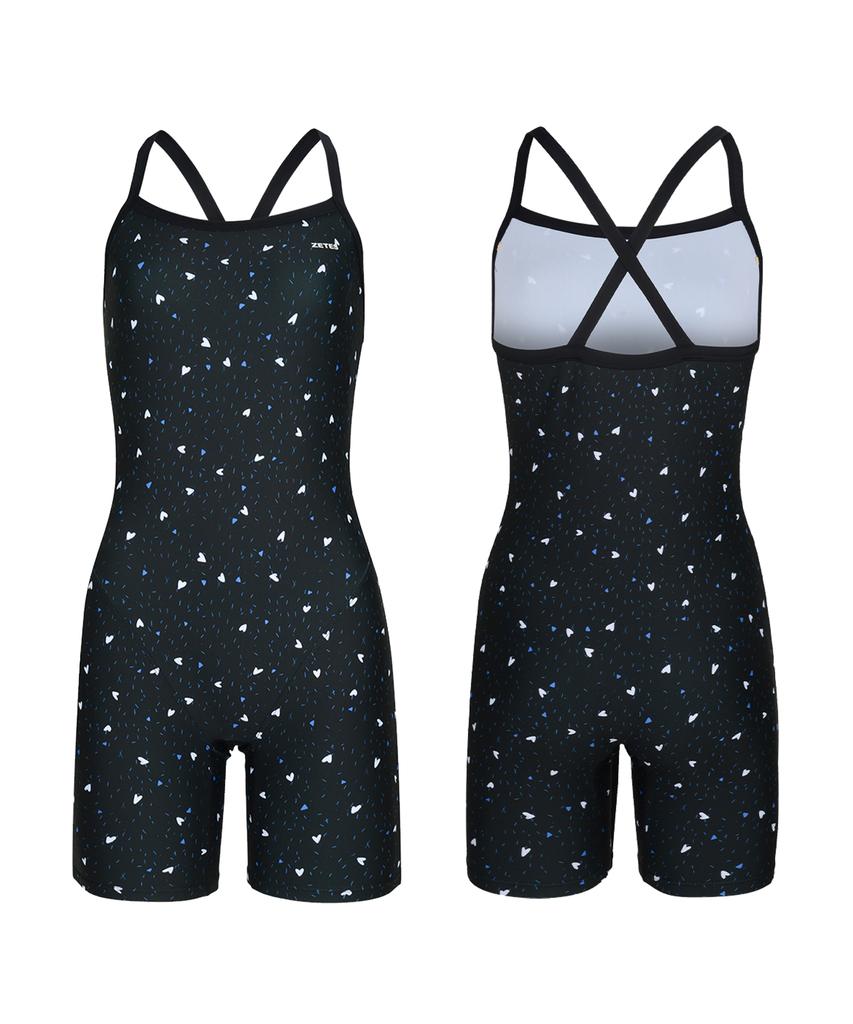 Jeteseu Women'S Soft Shield X-Back 3/4 Indoor Swimsuit Heart Sprinkle L9A6303