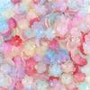 50pcs/lot Colorful Cherry Blossom Acrylic Beads Golden Brushed Patter Petals Charm Connectors For Jewelry Making DIY Acessories