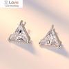 925 Sterling Silver Stud Earrings High Quality Woman Fashion Jewelry Retro Simple Triangle Crystal Zircon Earrings