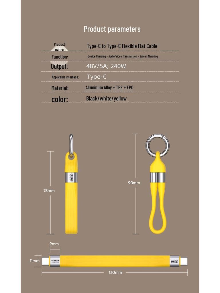 8K HD Video, 240W Super Fast Charging, 40Gbps High-Speed Keychain Data Cable