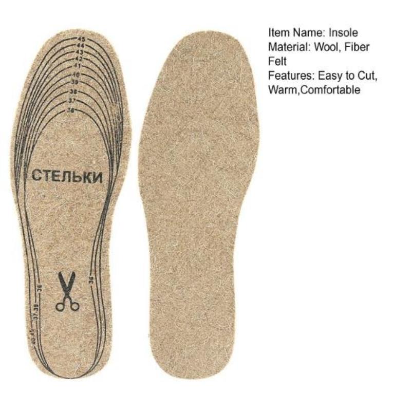 1/2/3/5/10 Pcs Wool Felt Insoles Winter Warm Boot Shoe Insert Insoles for Men