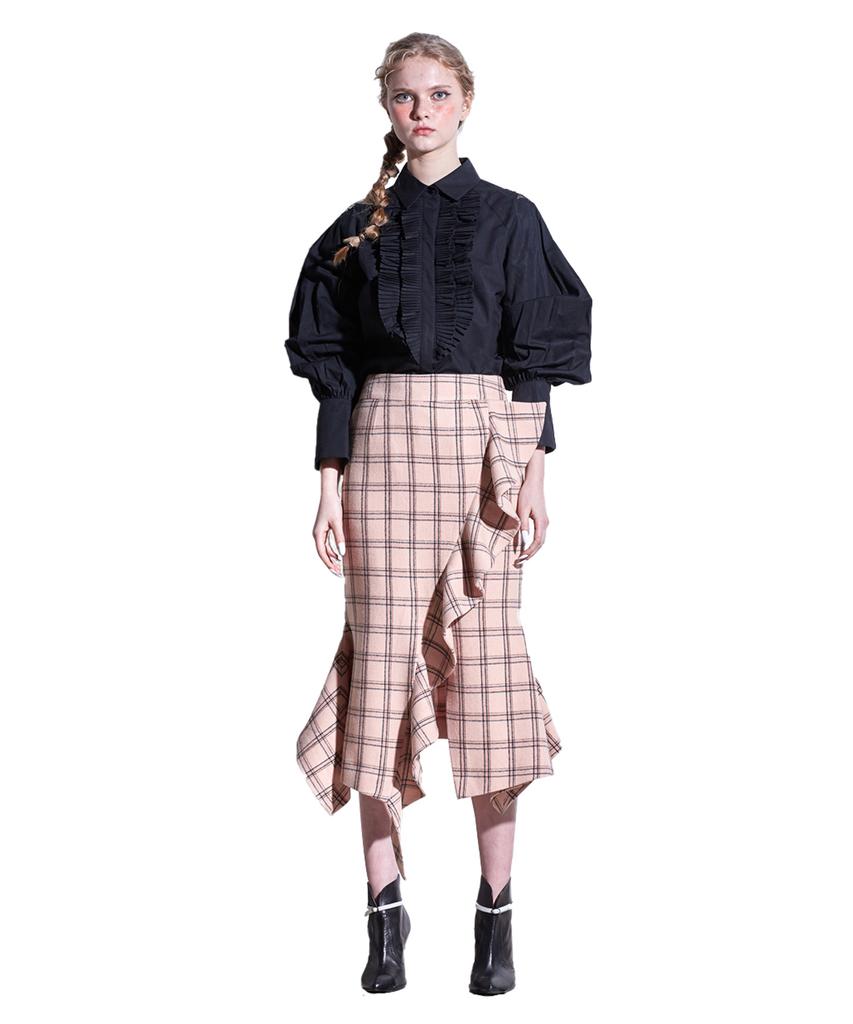 Greedius Check Ruffle Skirt