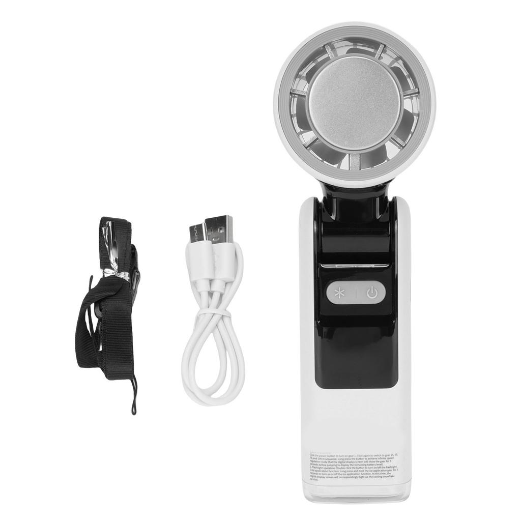 Ice Cooling Handheld Fan Rechargeable LED Digital Display 100 Speed Foldable Hand Turbine Fan with L