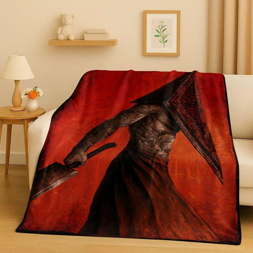 Classic Game Silent Hill Pyramid Head Horror Movie Flannel Blanket,Ultra Soft Warm Plush Throw for Home Bedroom Bed Sofa Cover