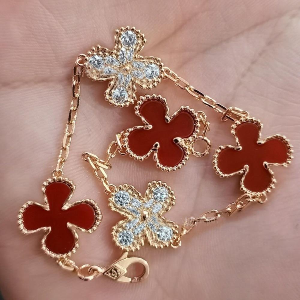 High Version Four-leaf Clover Bracelet Female Mother-of-pearl Agate Five-flower Ladies Bracelet