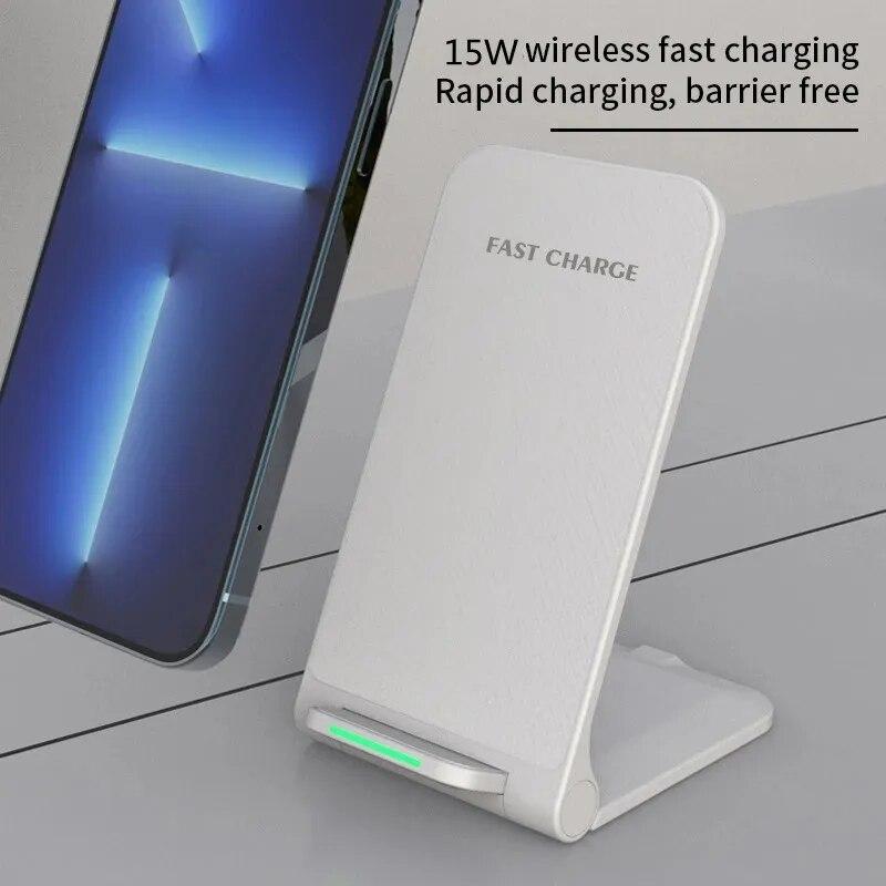 Foldable Wireless Charger Stand Pad For iPhone 15 14 13 12 11 X XS Samsung S22 S20 S10 Xiaomi Fast Charging Station Phone Holder