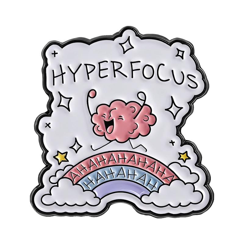 

HYPERFOCUS Clouds Rainbows Enamel Pins Custom Happy Running Brooches Lapel Badges Clothes Funny Jewelry Gift for Kids Friends