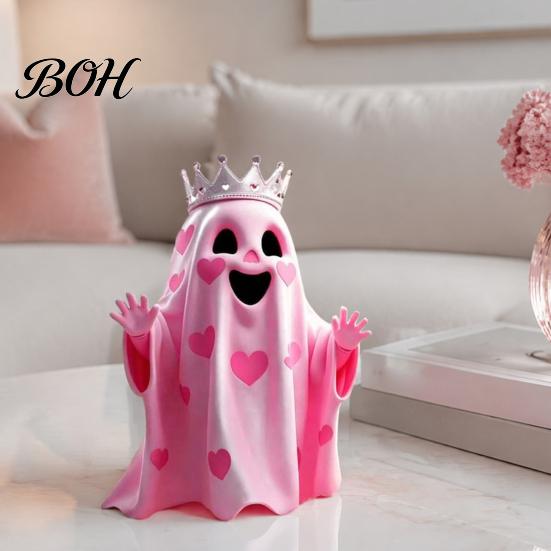 Durable Resin Craft Gifts Spooky Halloween Figurine, Scary Ghost Pumpkin Tabletop Decoration Small Autumn Crafts for Tiered Tray, Shelf, Mantel, Home