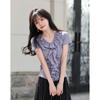 French Romantic Ruffle V-Neck Short Sleeve T-Shirt
