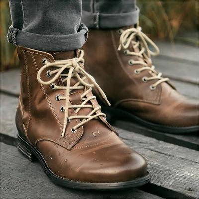 Men Boots Autumn Exquisite Zip Ankle Handmade Round Toe Low Heel Males Shoes Fashion Leather Concise Leisure Design Boots