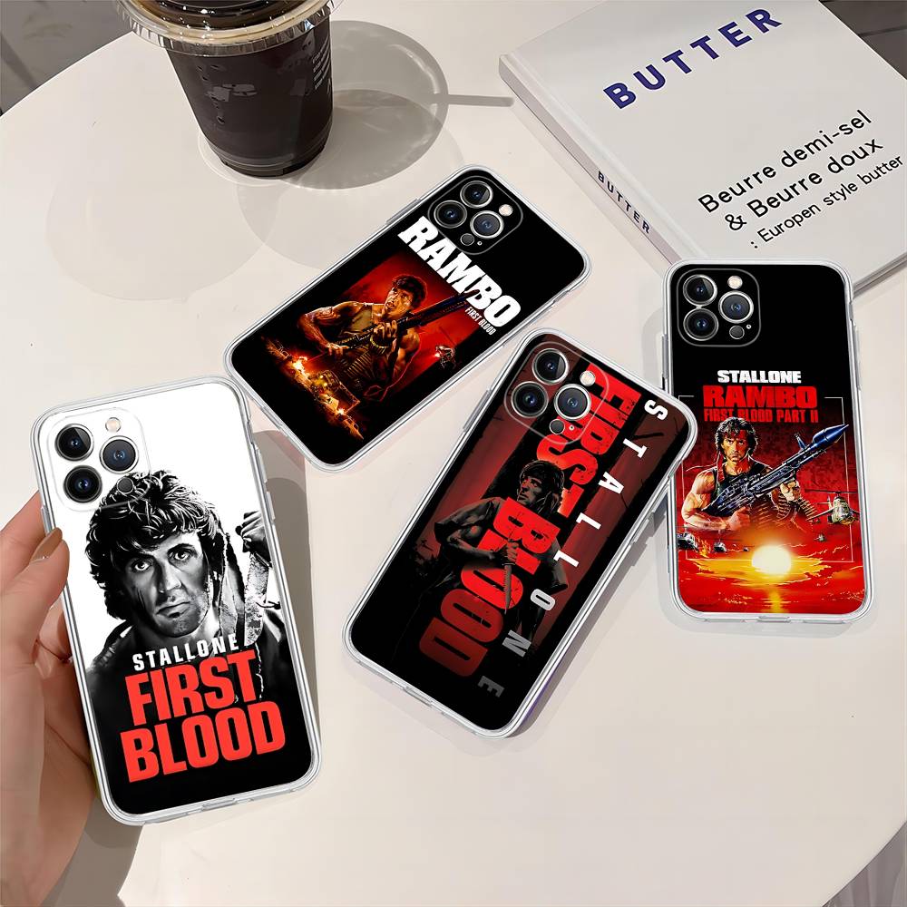1pc Movie Rambo First Blood Transparent Phone Case For IPhone 16 15 14 13 12 11 Pro Max Plus Soft Cover