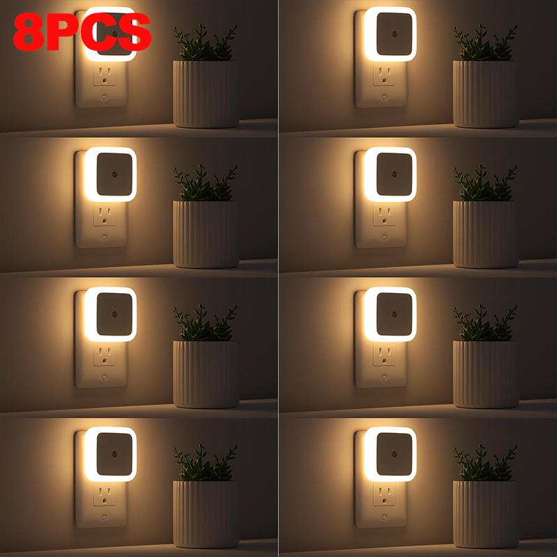1/4/8pcs LED Night Light,Plug in Night Lamp,Dimmable Indoor Lighting,Decorative Wall Light for Corridor,Cabinet,Toilet,Kids Room