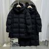 White Duck Down Puff Down Jacket Women's Medium and Long Over-knee Thickened Hooded Winter New Loose Warm Jacket