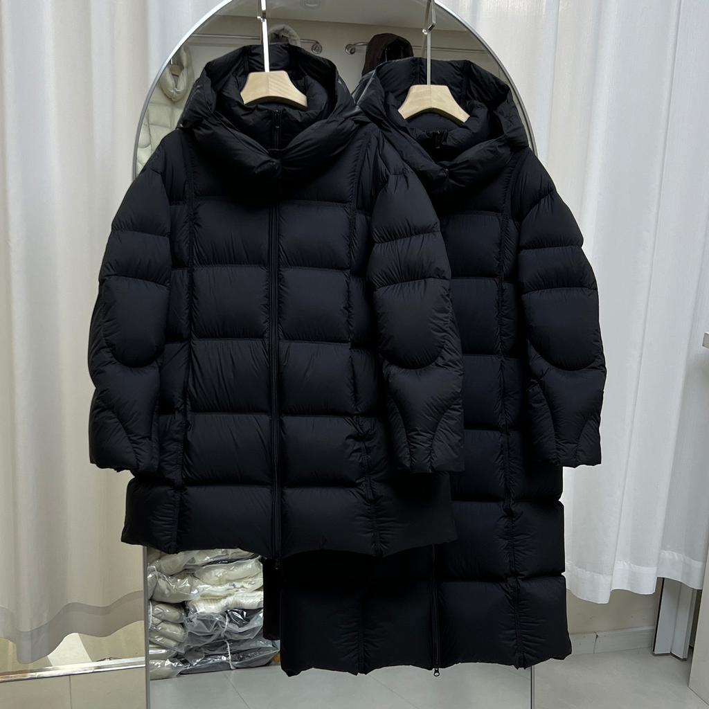White Duck Down Puff Down Jacket Women's Medium and Long Over-knee Thickened Hooded Winter New Loose Warm Jacket