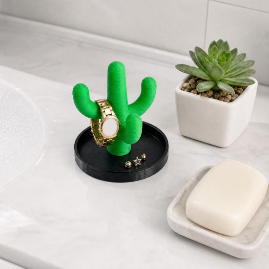 3D Printed Cactus Ring Holder Dish, Jewelry Display Organizer Stand, PLA Jewelry Tray Ornament for Rings Earrings Necklaces