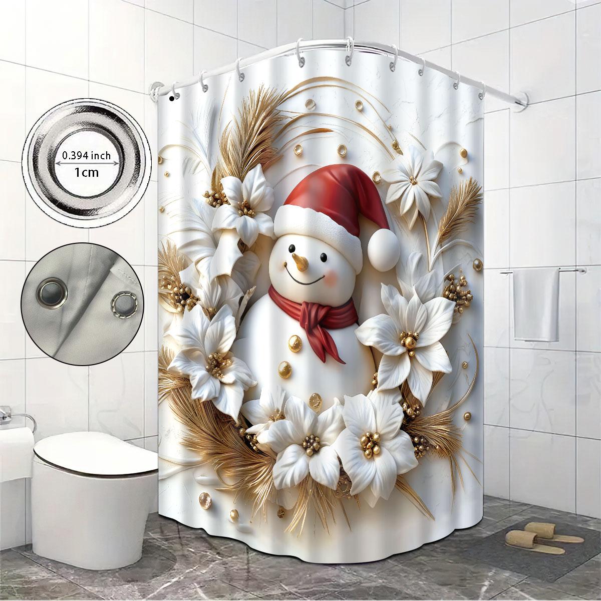 

1 шт. имитация рельефа рождественский принт снеговика водонепроницаемая подвесная шторка для душа разных размеров и 12 крючков для легкой установки 90x180cm