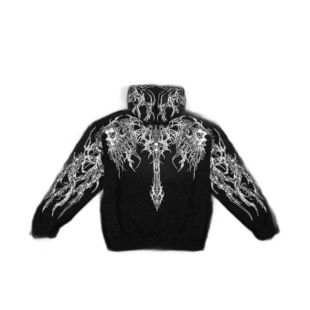 Breathedivinity Men's Dark Style Hoodie - Trendy Autumn/Winter Sports Outerwear