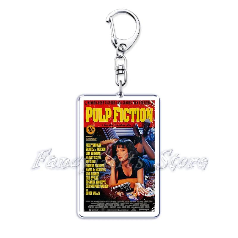 

Classic Movie Keychains for Accessories Bag Pulp Fiction The Fast Furious Films Pendant Key Chains Keyrings Jewelry Fans Gifts