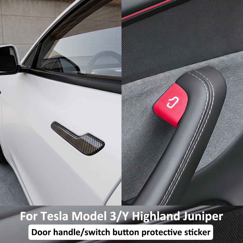 For Tesla Model 3 Y YL Highland Juniper Car Interior Door Switch Button Trim Sticker Door Handle Protector Wrap Cover Accessorie Interior Mirrors 6
