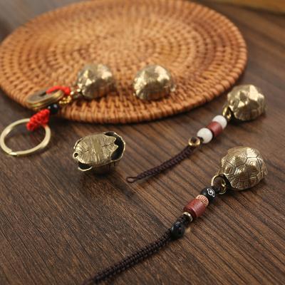 Brass Three Lions Bell Wind Chime Pendant Imitation Brass Retro Keychain Pendant Auspicious Retro Brass Bell Pendant