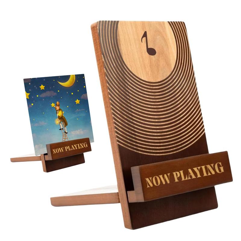 NOW PLAYING Wooden Vinyl Record Stand Vinyl Record Holder Vintage Record Holder Stand Decorative Vinyl Record Holder Display
