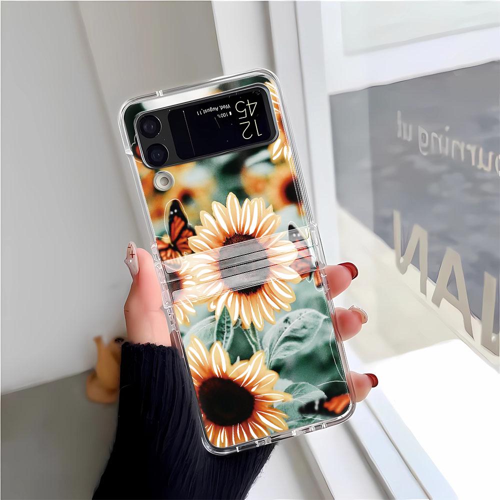 Capa de Celular Libélula em Flor Para Samsung Z Flip 3 4 5 6 F711 Capas Funda Para Samsung Z FLIP 3 4 5 6 Capa Cover Funda Coque