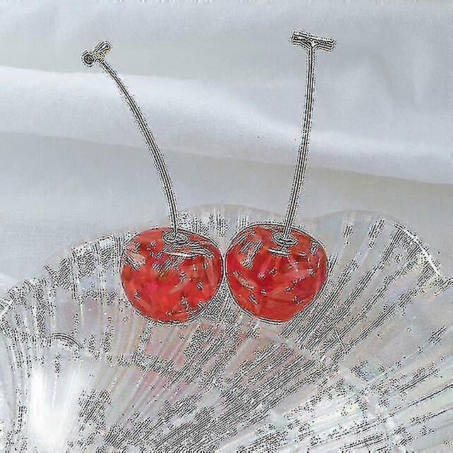 Fruit Cherry Acrylic Earrings For Women Red Long Earrings Elegant Jewelry Removable Wedding Accessories Gift