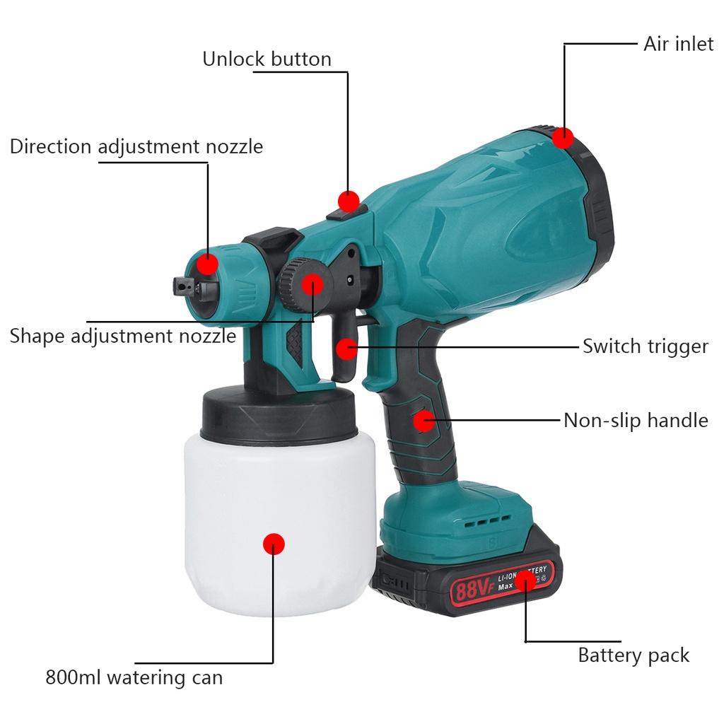 88vf 800ml Pistoale de pulverizare electrice 18V Reîncărcabile Aplicator Pistoale de pulverizare Bricolaj Meșteșuguri pentru casă Cu 3 duze 120W
