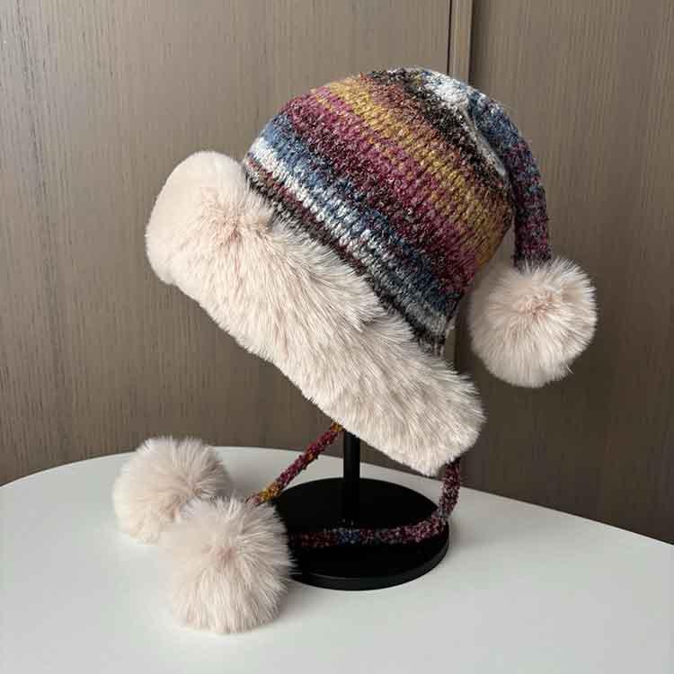 Northeast plush cute ear protection hat children's autumn and winter warm knitted wool headgear retro face little Lei Feng hat