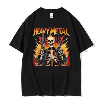 Zabawna Autystyczna Koszulka z Szkieletem Heavy Metalowym na Prezent Koszulki Memy Autyzmu Męskie Damskie Gotyckie Hip Hopowe Wygodne Luźne Koszulki Streetwear