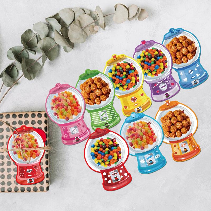 18/36 Pcs DIY Valentines Candy Cards Bubble Gum Machine Designs Valentines Day Exchange Cards Kids Classroom Exchange Gifts